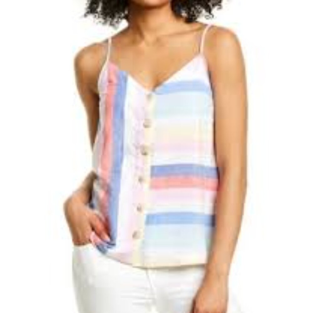NWT Joules Carper Striped Button Front Tank in Multi - Size 12